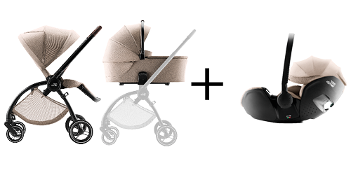RIO Kinderwagen, RIO Babywanne und BABY-SAFE PRO Babyschale in Teak, Teil des RIO COMFORT SET